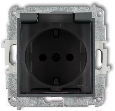 Розетка Karlik Schuko 28MGPB-1sdp (графитовый матовый)