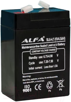 Аккумуляторная батарея ALFA battery SL6-4.5 (6V-4.5Ah) — фото 3
