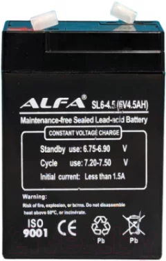 Аккумуляторная батарея ALFA battery SL6-4.5 (6V-4.5Ah) — фото 9