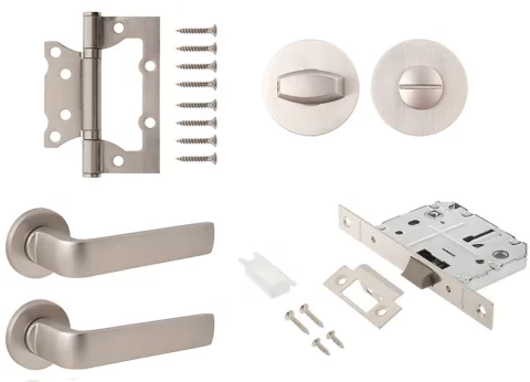 Комплект дверной фурнитуры Code Deco Slim H-40136-A-NISM с фиксатором (никель супер матовый)
