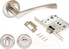 Защелка с ручками Аллюр Арт Оскар SN+L7050S SN+BK-R1 SN 1380/S7050 (матовый никель) — фото 7