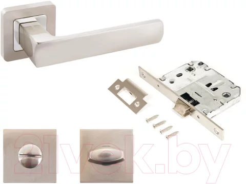 Защелка с ручками Аллюр Арт Коломбо SN+L7050S SN+BK-S1 SN/CP 2380/S7050 (матовый никель)