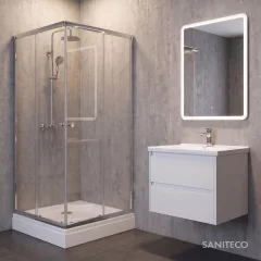Душевой уголок Saniteco SNT-804 Cube 90х90 с поддоном (хром/прозрачное стекло) — фото 5