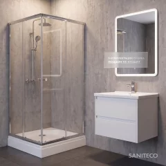 Душевой уголок Saniteco SNT-804 Cube 90х90 без поддона (хром/прозрачное стекло) — фото 5
