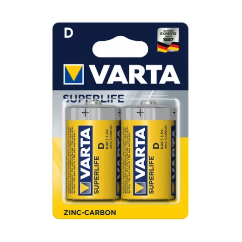 Комплект батареек Varta Superlife Mono 2D R20P / 02020101412 (2шт)
