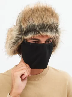 Шапка Huntsman Евро Енот с маской Taslan (р.58-60, хаки) — фото 3