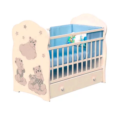 Детская кроватка VDK Timmy маятник с ящиком (слоновая кость)