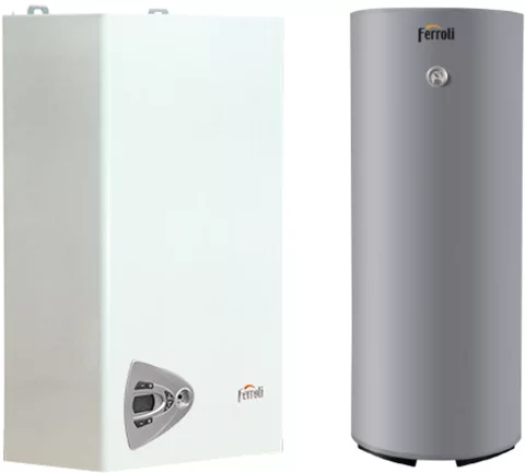 Комплект газового котла с бойлером Ferroli Vitabel HF 24 + Ferroli Ecounit N 150-1C (GRYZ980A) (дымоход в подарок)