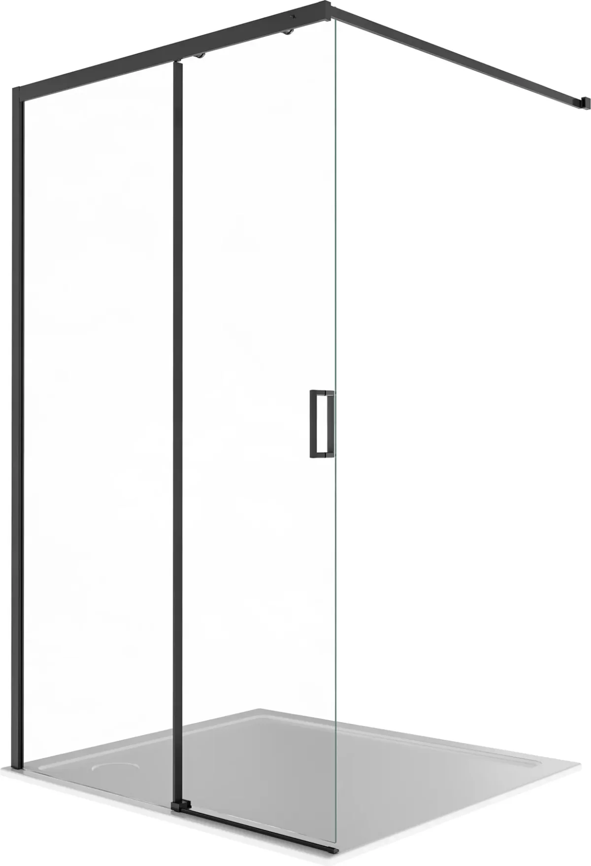 Душевая стенка Aquatek Walk in с держателем 120x200 / AQ.WISL.120.1BL (черный/прозрачное стекло)