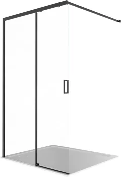 Душевая стенка Aquatek Walk in с держателем 120x200 / AQ.WISL.120.1BL (черный/прозрачное стекло) — фото 1