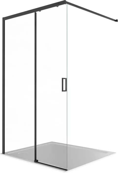 Душевая стенка Aquatek Walk in с держателем 120x200 / AQ.WISL.120.1BL (черный/прозрачное стекло)