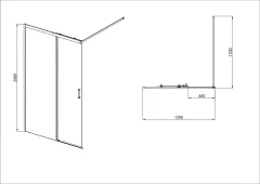 Душевая стенка Aquatek Walk in с держателем 120x200 / AQ.WISL.120.1BL (черный/прозрачное стекло) — фото 8