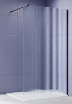 Душевая стенка Aquatek Walk in с держателем 140x200 / AQ.WI.140.2BL (черный/прозрачное рифленое стекло) — фото 1