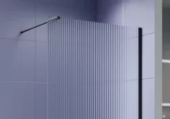 Душевая стенка Aquatek Walk in с держателем 140x200 / AQ.WI.140.2BL (черный/прозрачное рифленое стекло) — фото 3