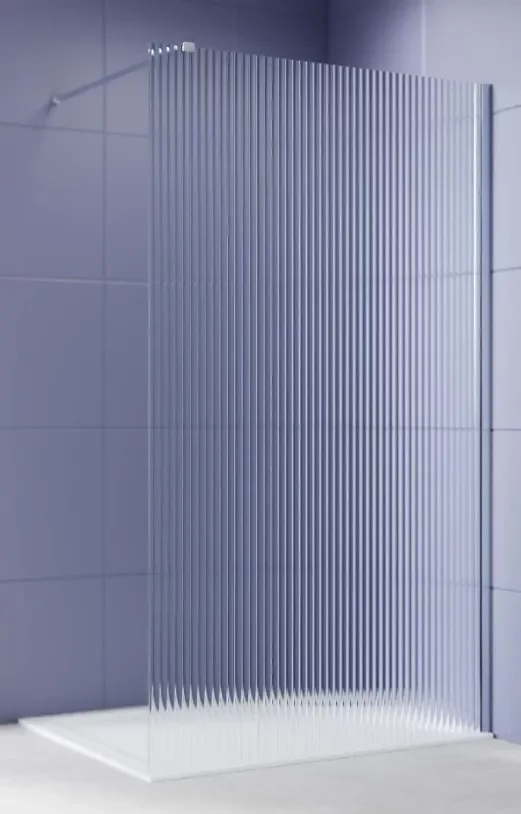 Душевая стенка Aquatek Walk in с держателем 140x200 / AQ.WI.140.2CH (хром/прозрачное рифленое стекло)