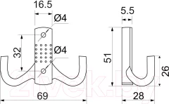Крючок для одежды AKS WP12 Gridli (старое золото) — фото 5