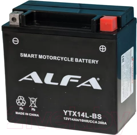Мотоаккумулятор ALFA battery YTX14L-BS / EB14C-3 (14 А/ч)