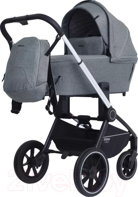Детская универсальная коляска MOWbaby Zoom PU 3 в 1 / RA087 (Silver Grey)